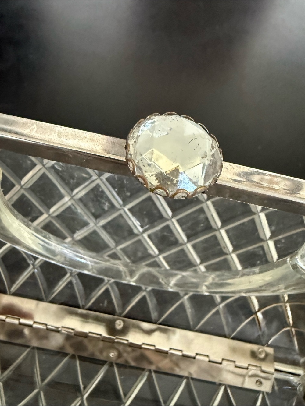 Vintage 1950’s Clear Lucite Purse Quilted with rhinestones - Picture 5 of 5